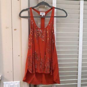 MADISON MARCUS Orange Sequin Top. Size M